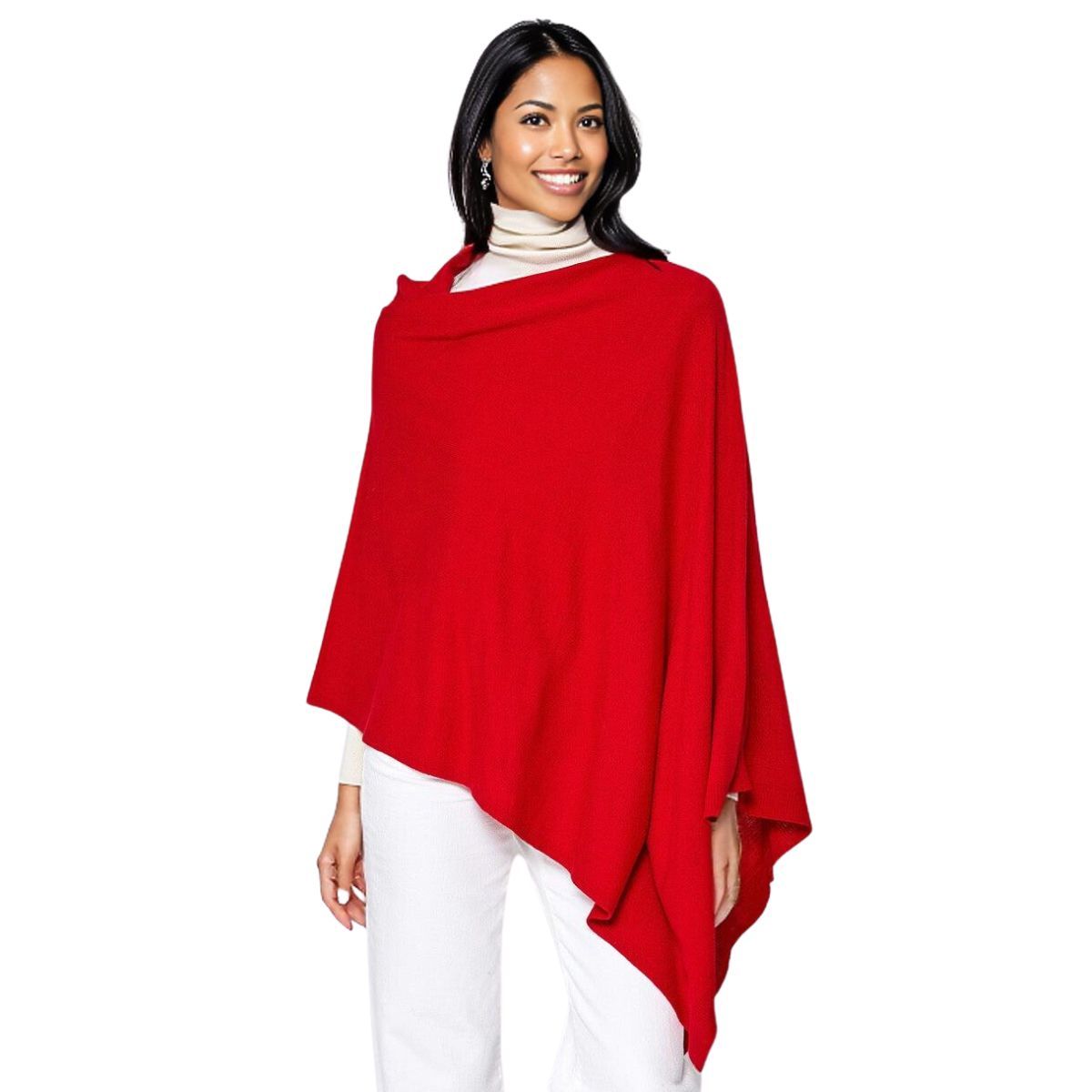 Scarf Poncho Red 4 Way Wear Wrap for Women