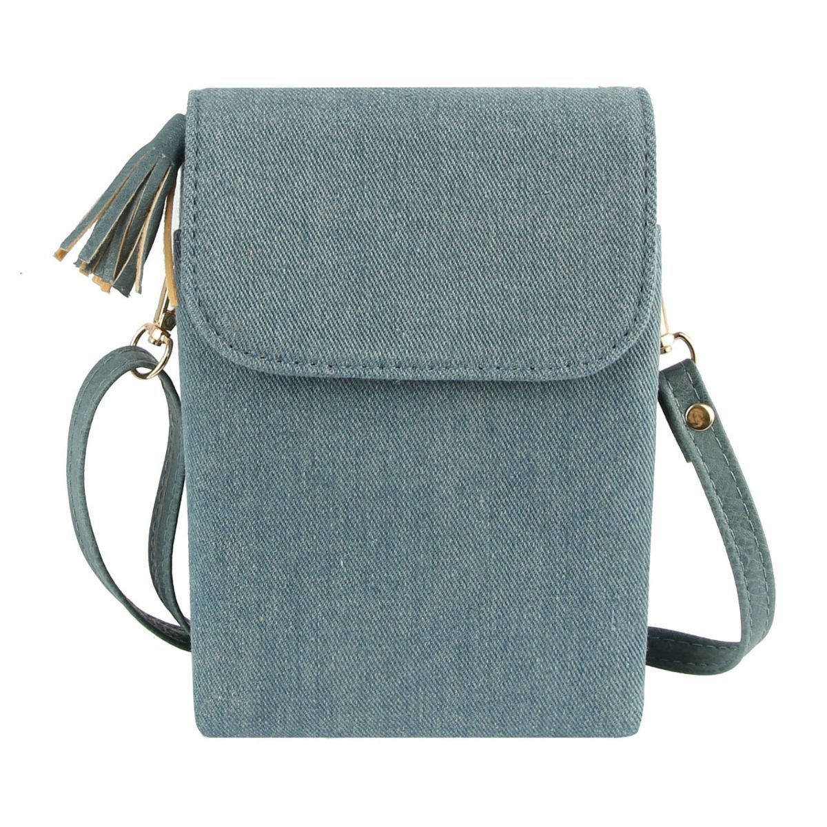 Denim Flap Snap Mobile Crossbody