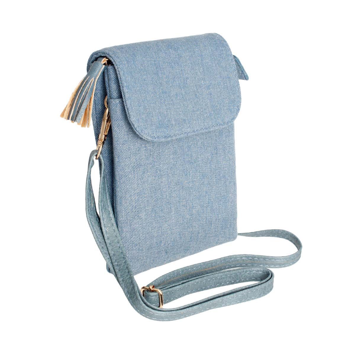 Denim Flap Snap Mobile Crossbody