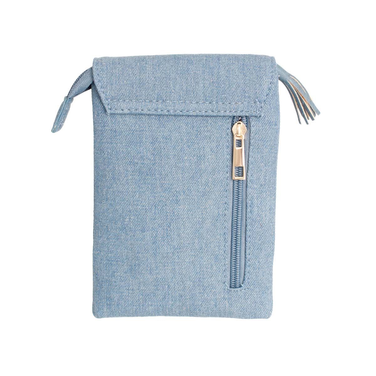 Denim Flap Snap Mobile Crossbody