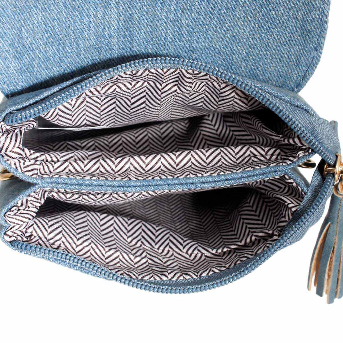 Denim Flap Snap Mobile Crossbody