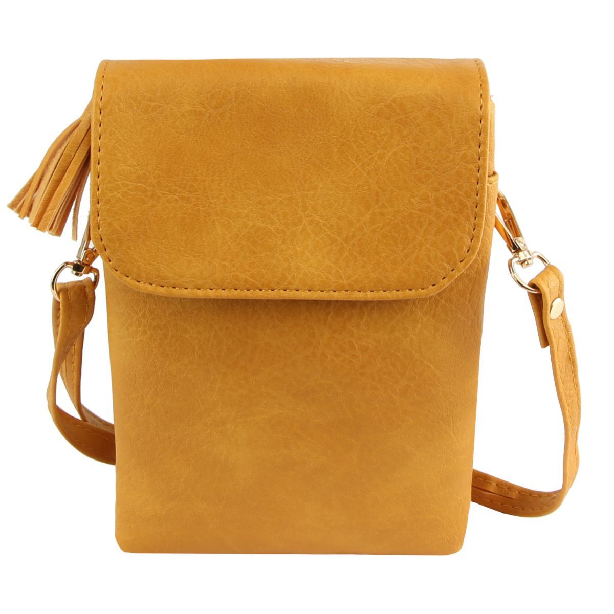 Mustard Flap Snap Mobile Crossbody