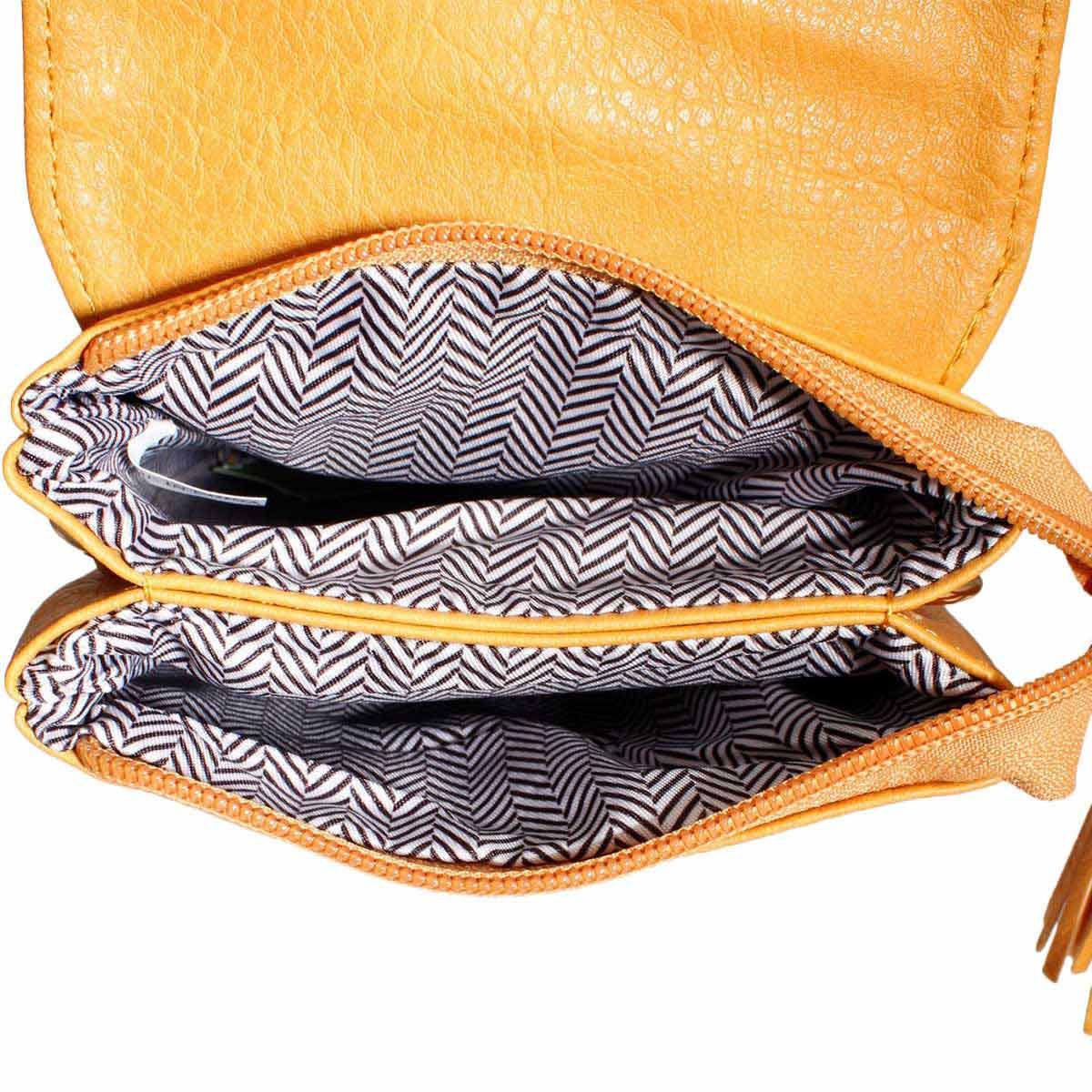 Mustard Flap Snap Mobile Crossbody