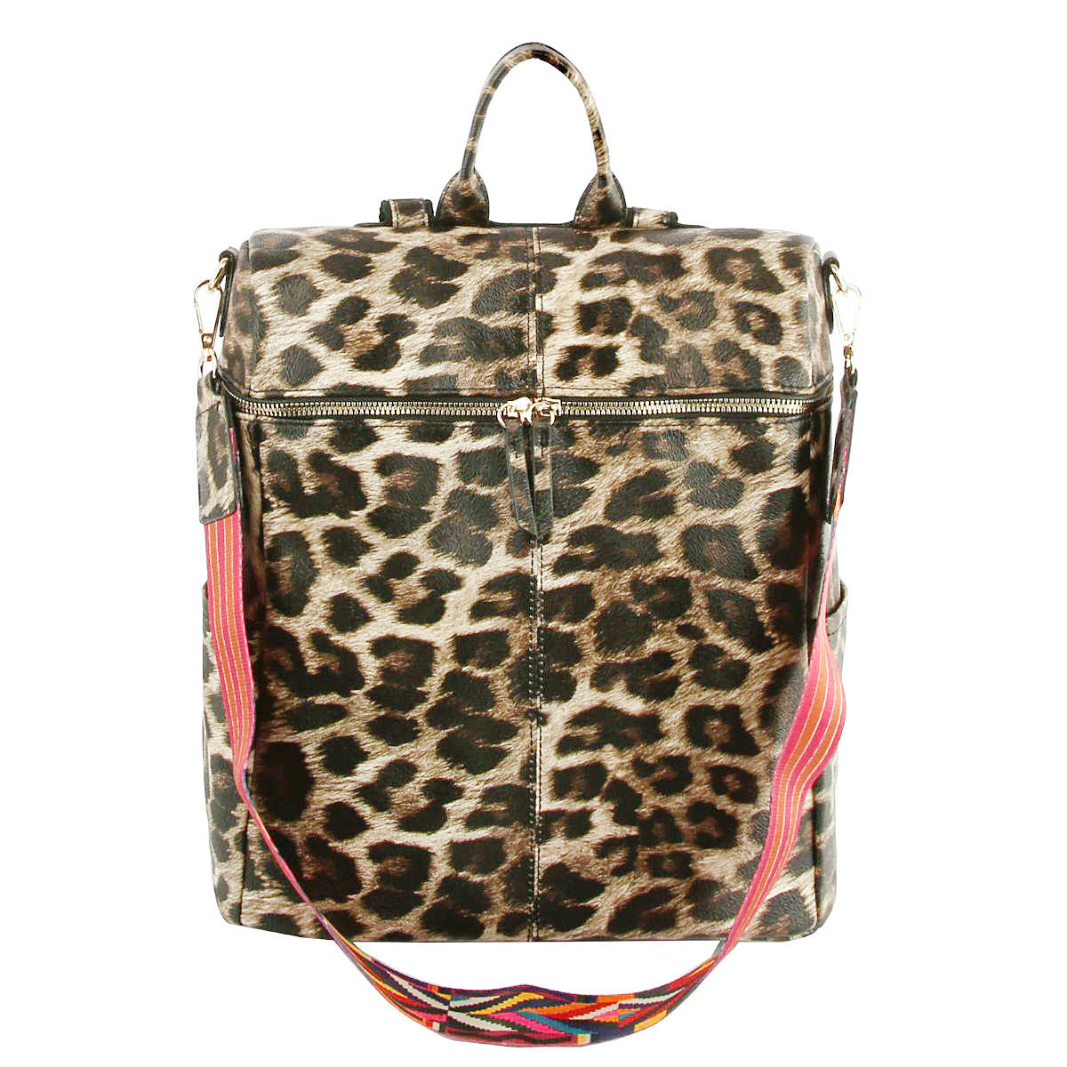 Leopard Square Backpack Purse