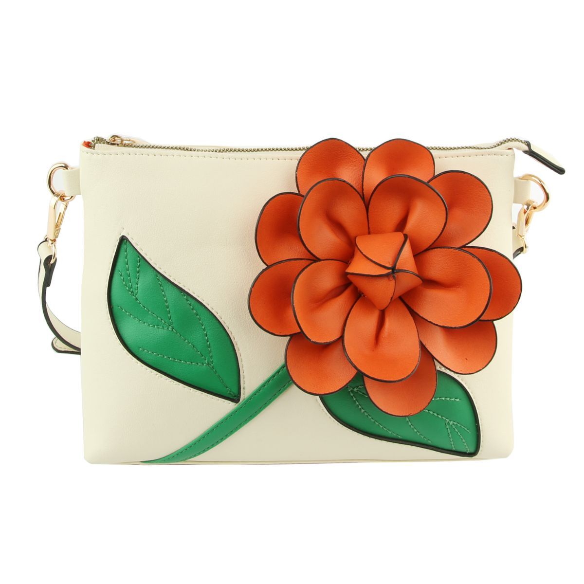 Orange Flower Clutch Crossbody