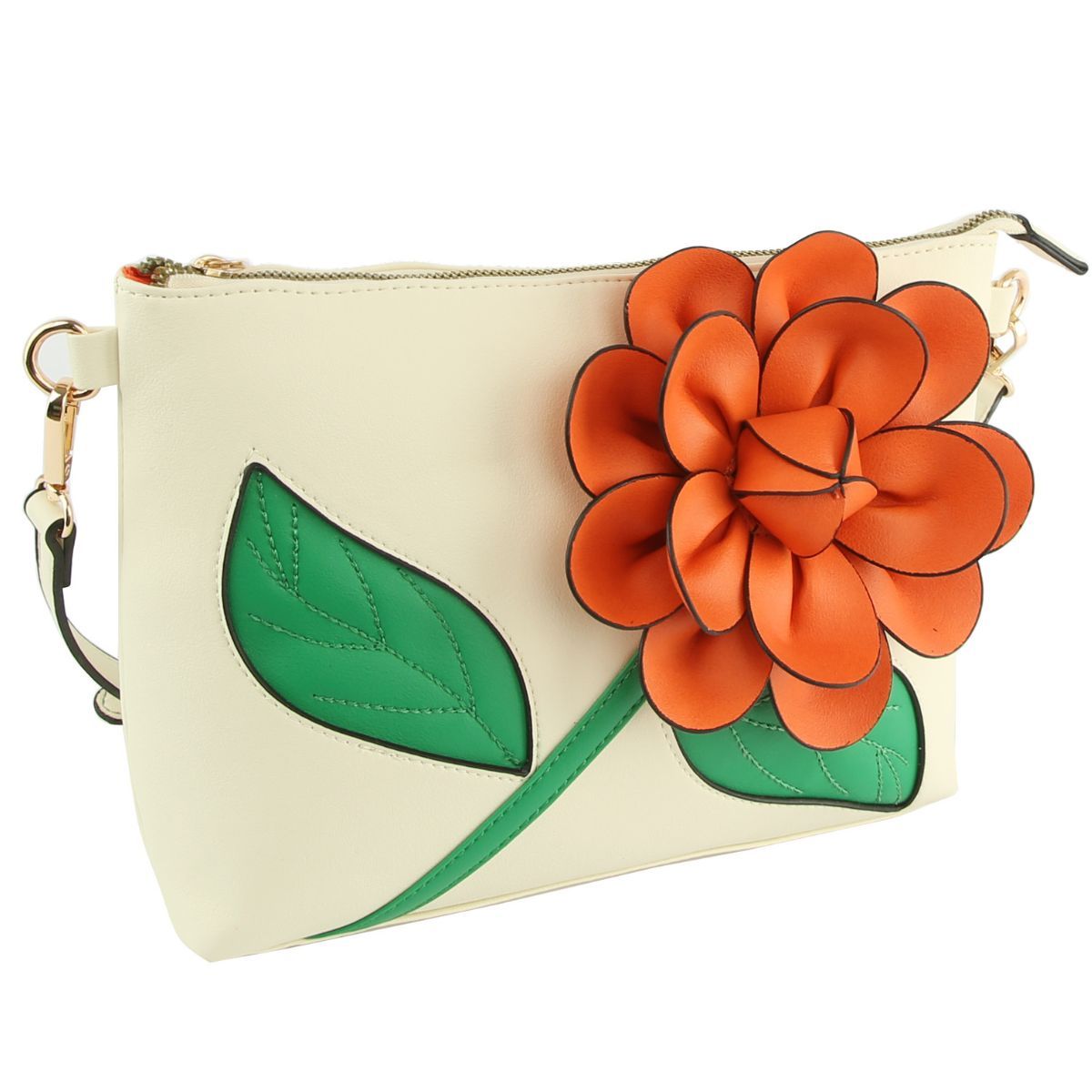 Orange Flower Clutch Crossbody