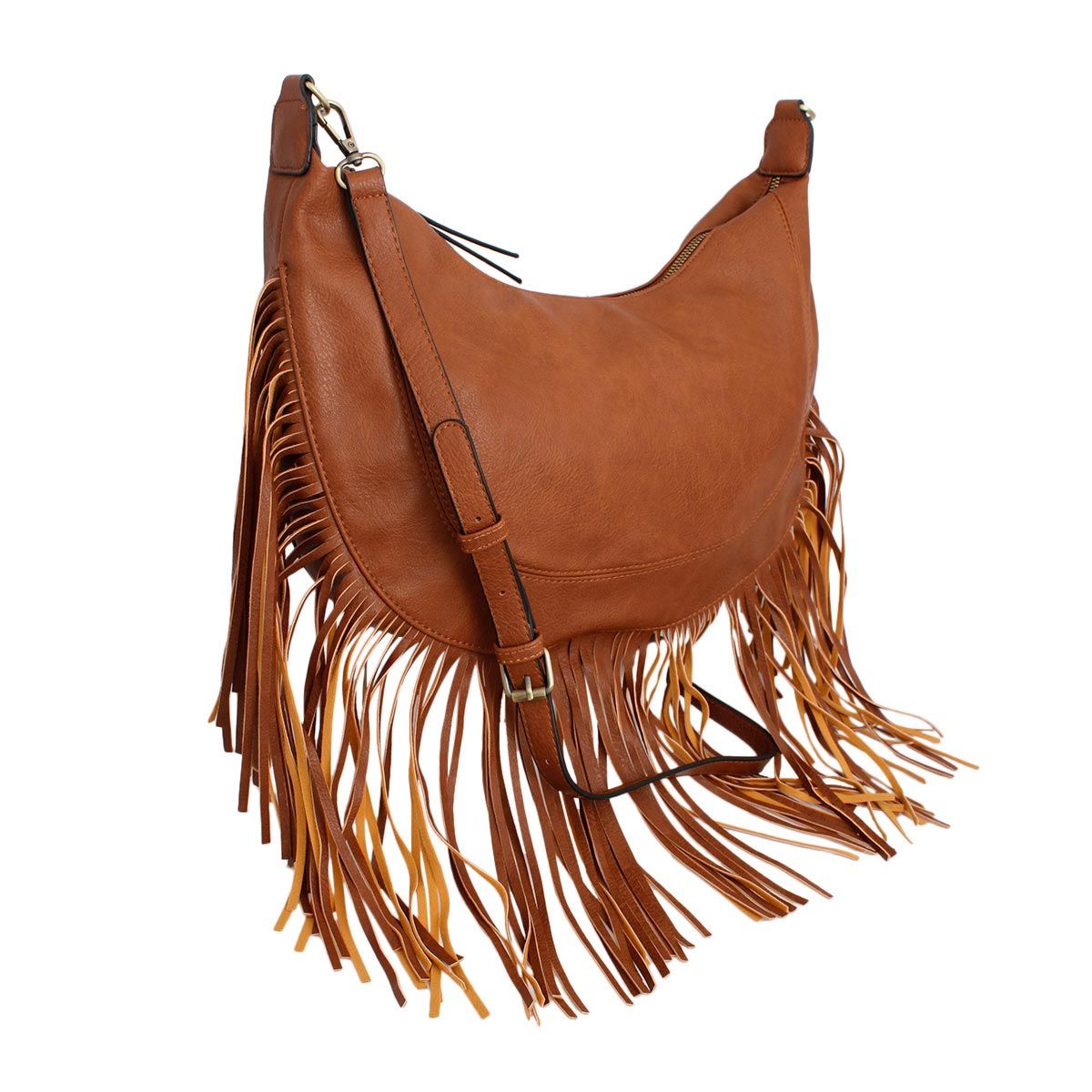 Purse Brown Round Fringe Hobo Bag for Women