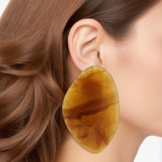 Stud Brown Marble Large Earrings for Women