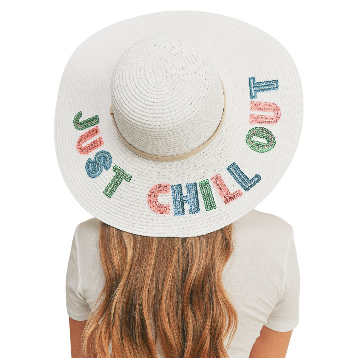 JUST CHILL OUT White Floppy Hat