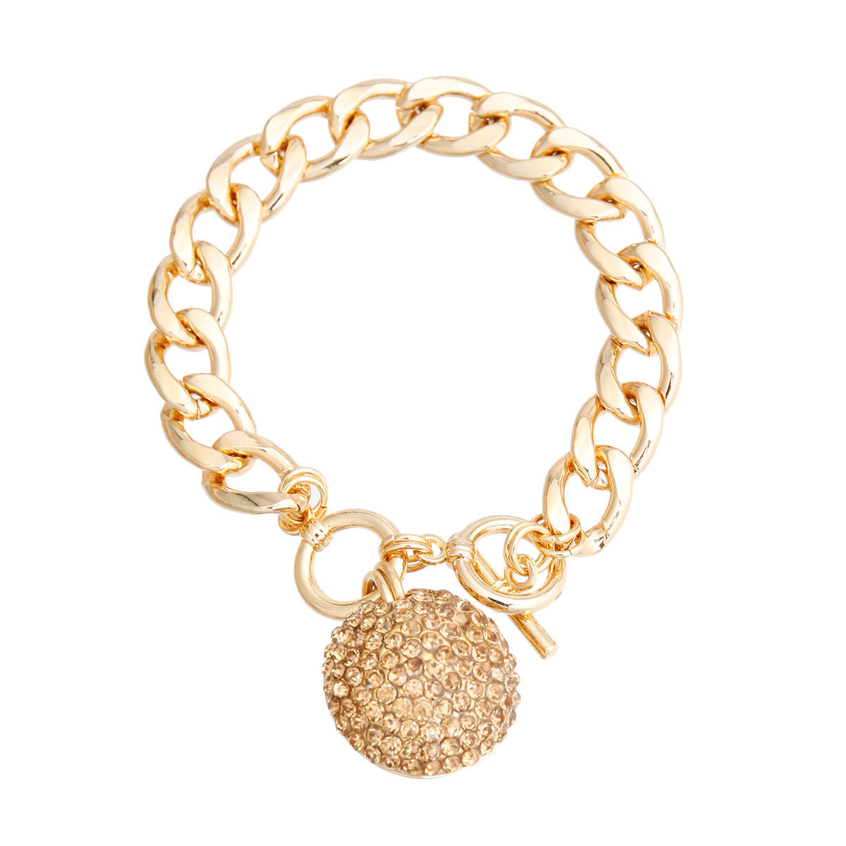 Topaz Pave Ball Toggle Bracelet