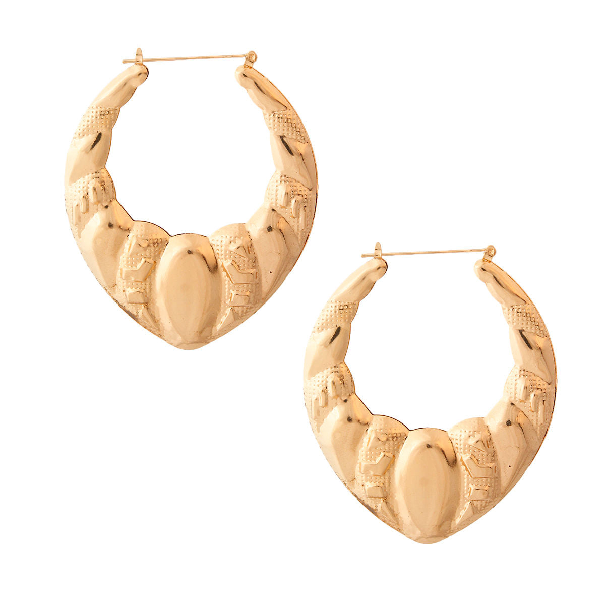 Textured Gold Teardrop Hoops