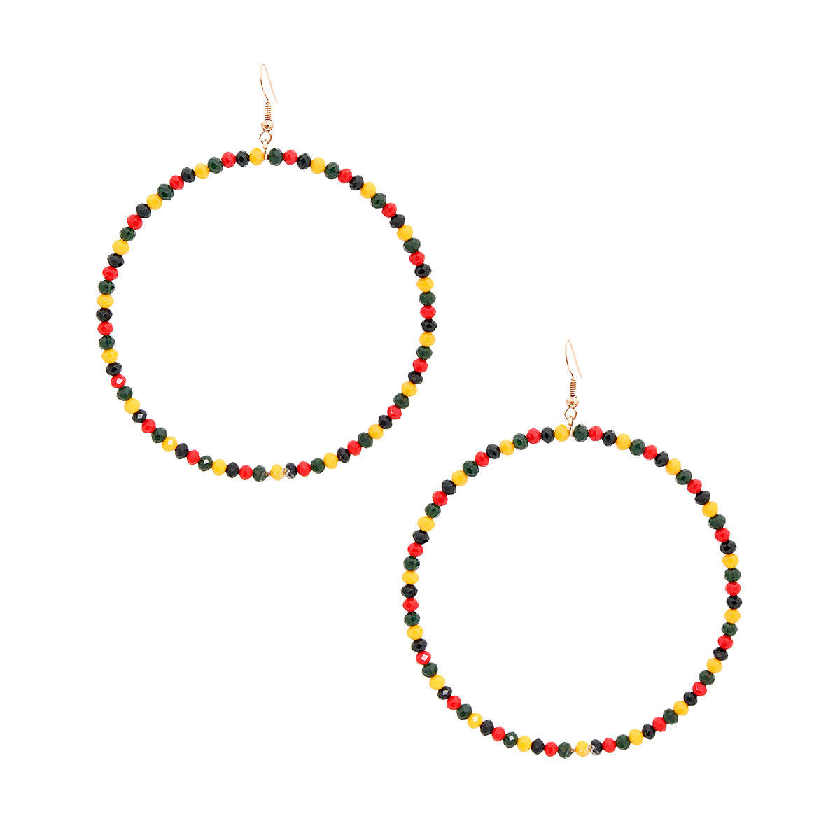 Tribal Color Bead Drop Hoops