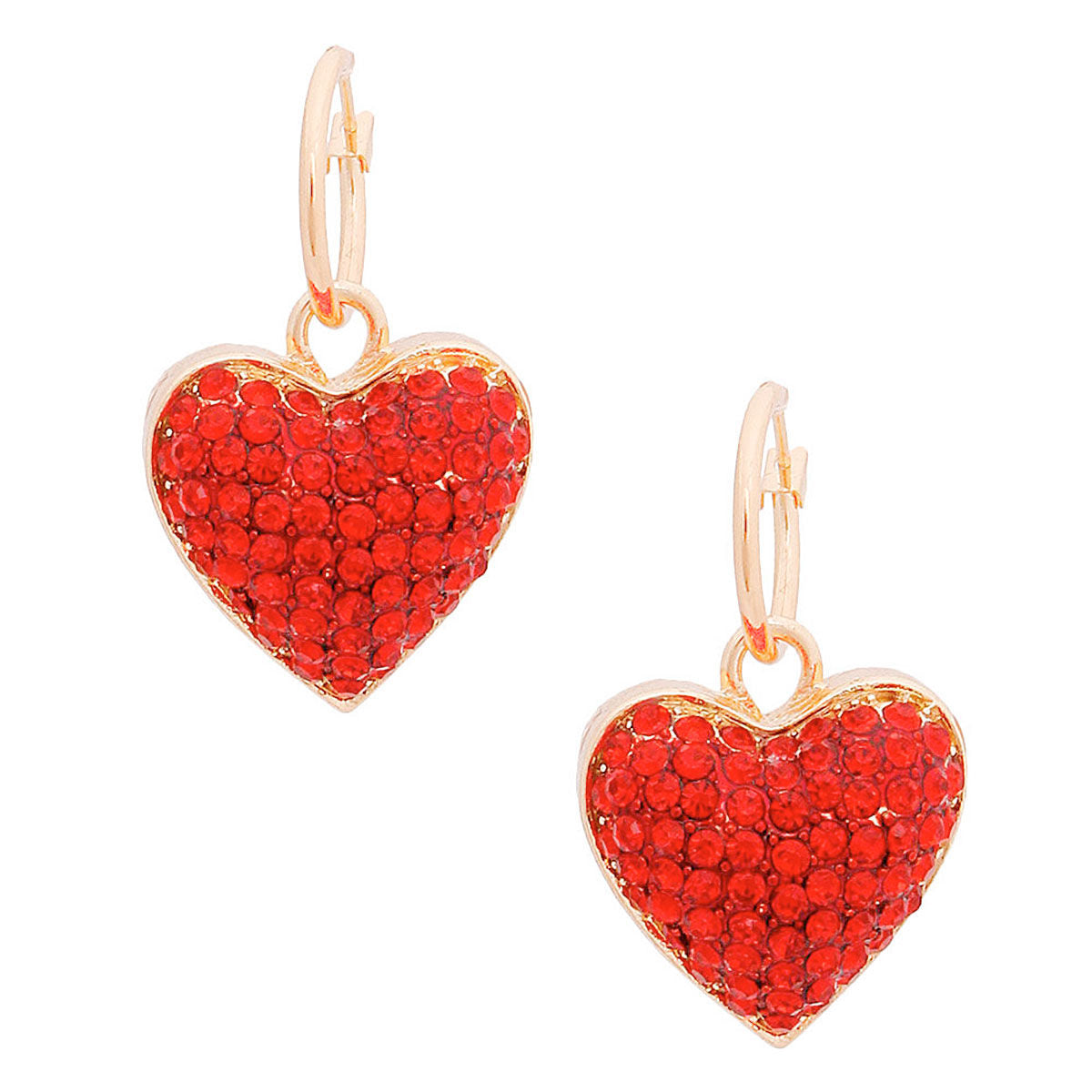 Gold 3D Red Heart Baby Hoops