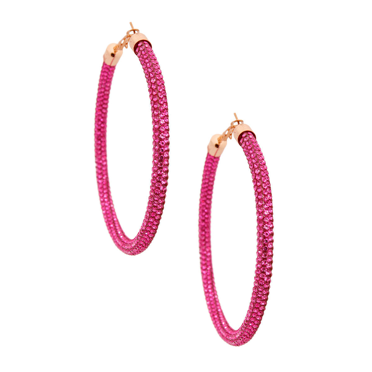 80mm Pink Stone Hoops