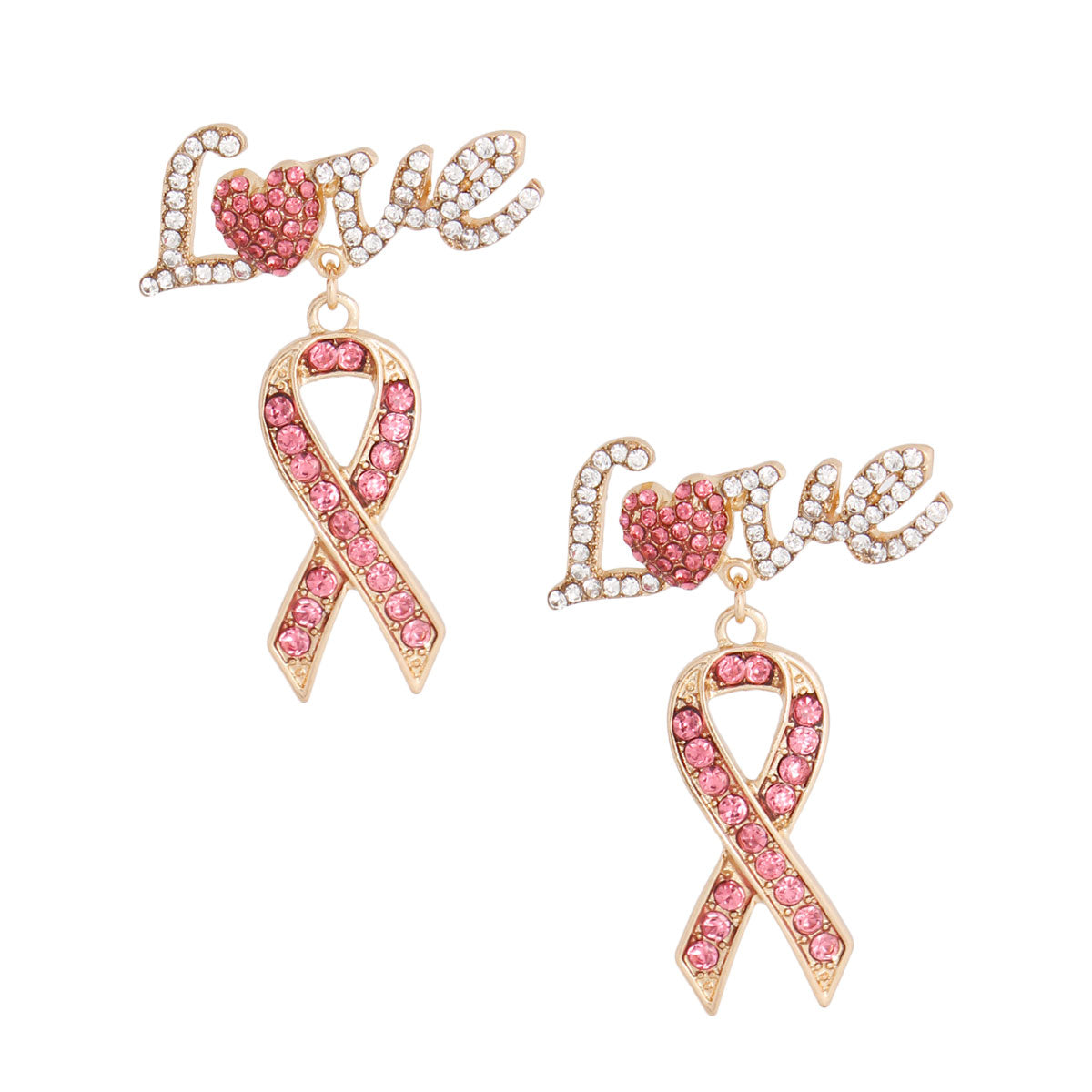 Gold Love Heart Ribbon Earrings