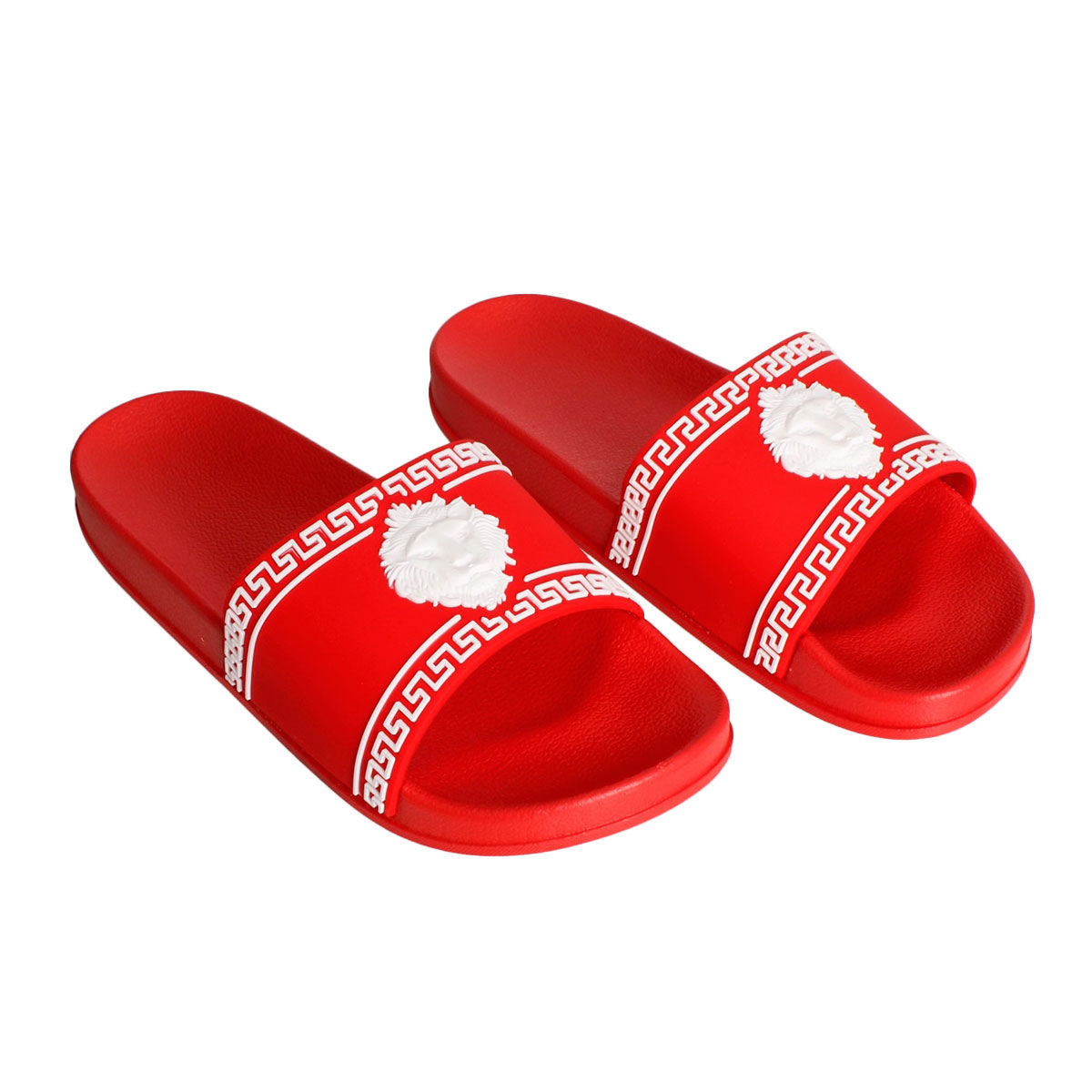 Size 9 Red Greek Key Slide