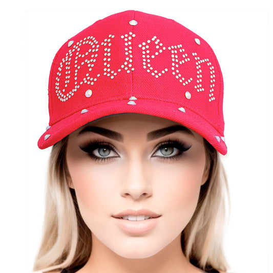 Hat Red Canvas Queen Baseball Cap for Women