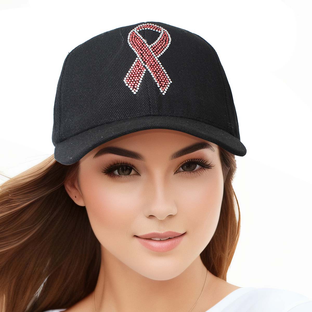 Black Pink Ribbon Hat