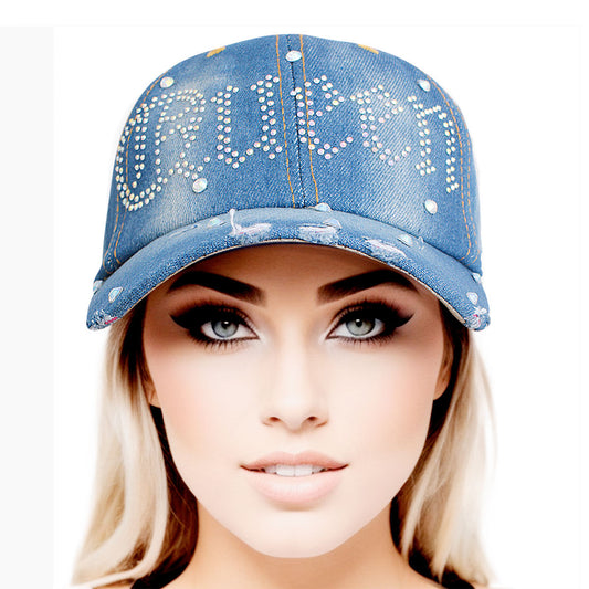 Hat Denim Queen Bling Baseball Cap for Women