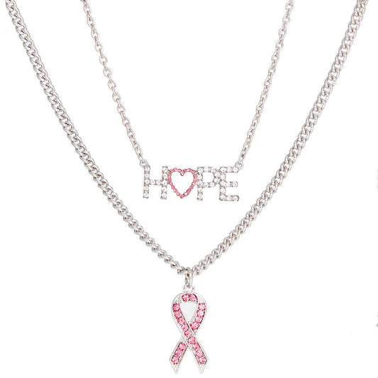 Silver Hope Pink Ribbon Chain