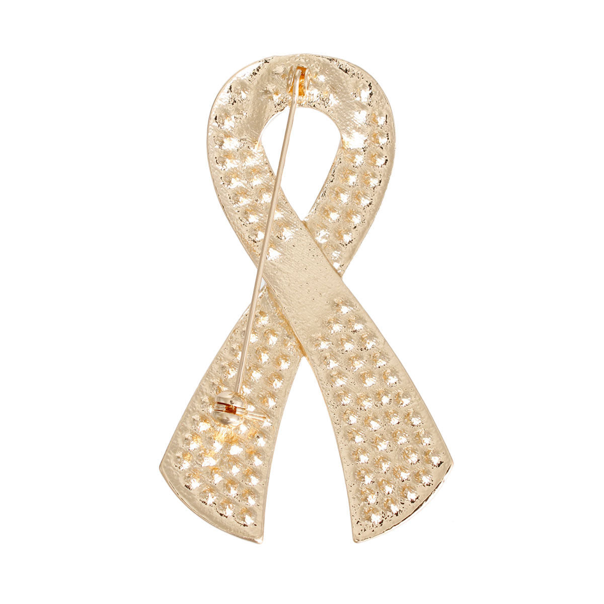 Gold Pink Ribbon Brooch