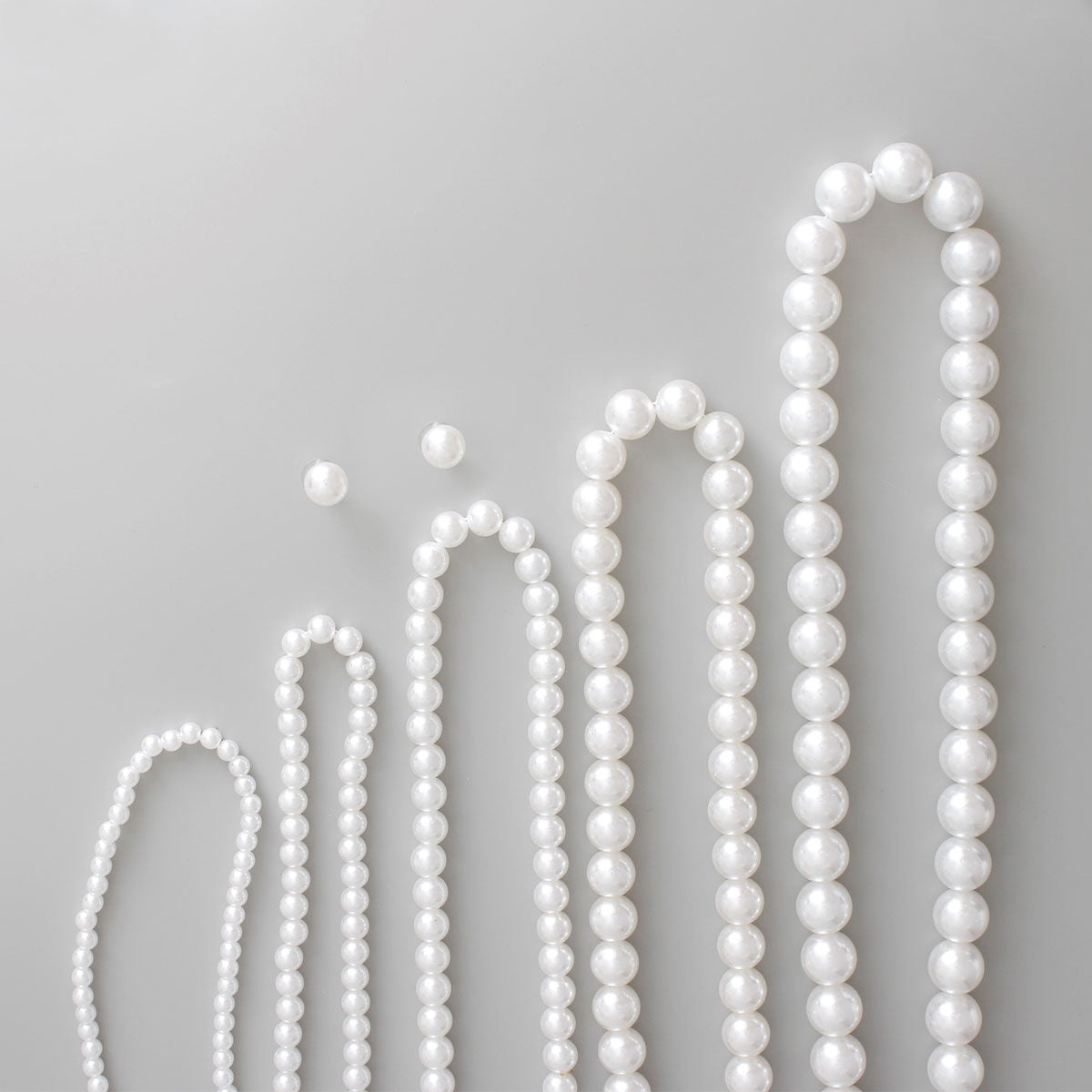 Long 5 Strand White Pearl Set