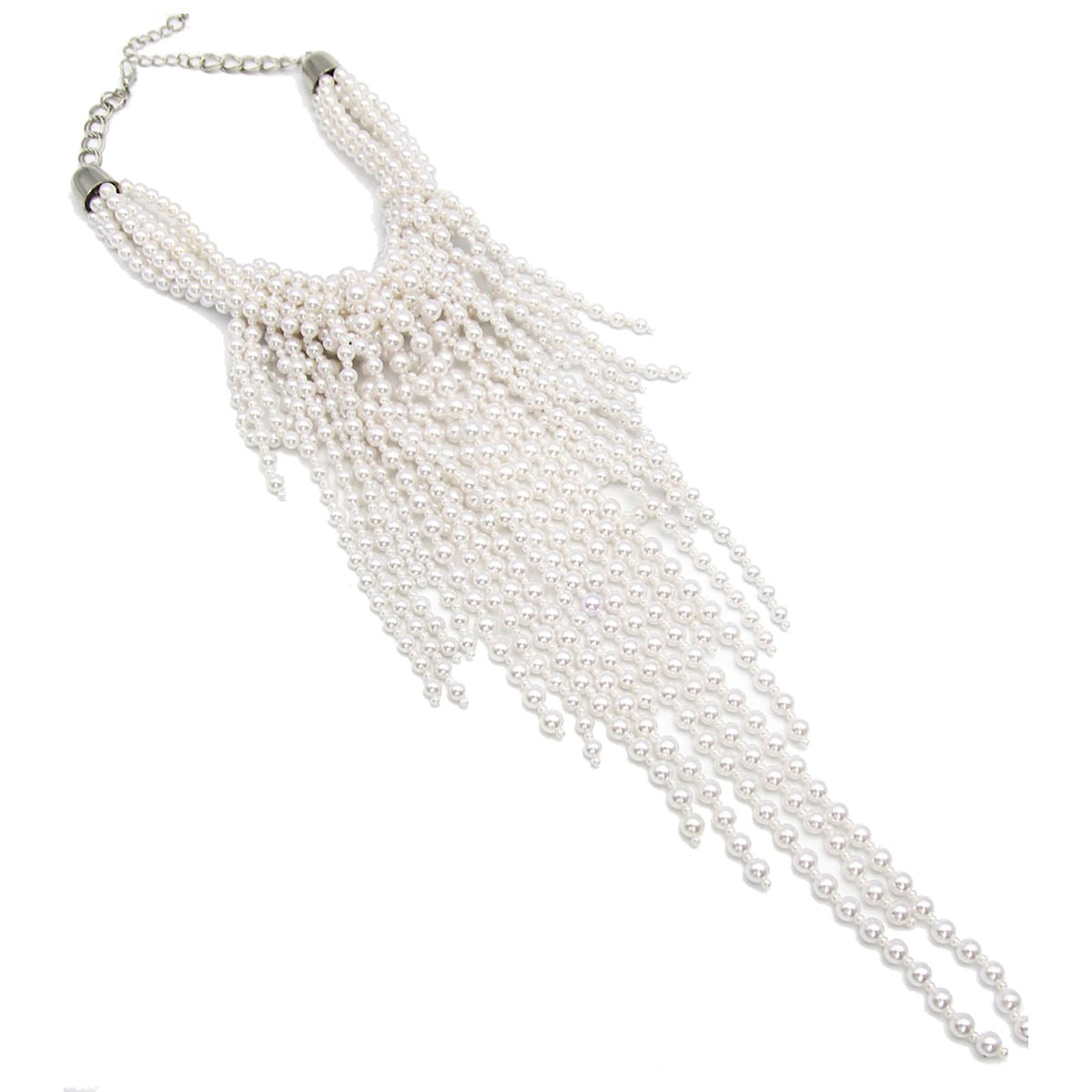 White Clustered Fringe Pearl Set