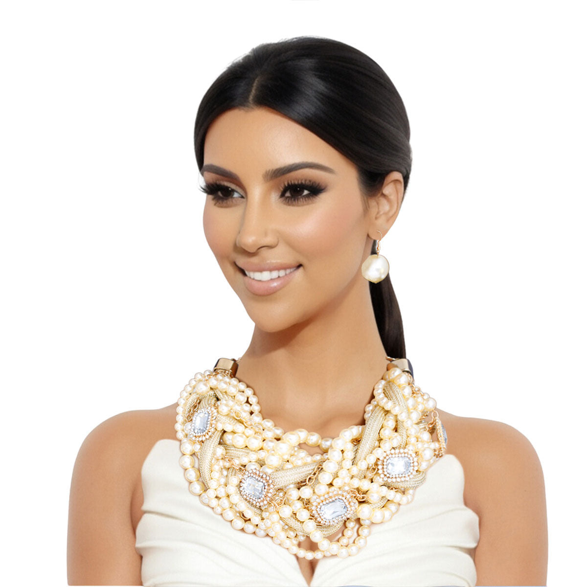 Braided Elegance Gold Pearl Ensemble