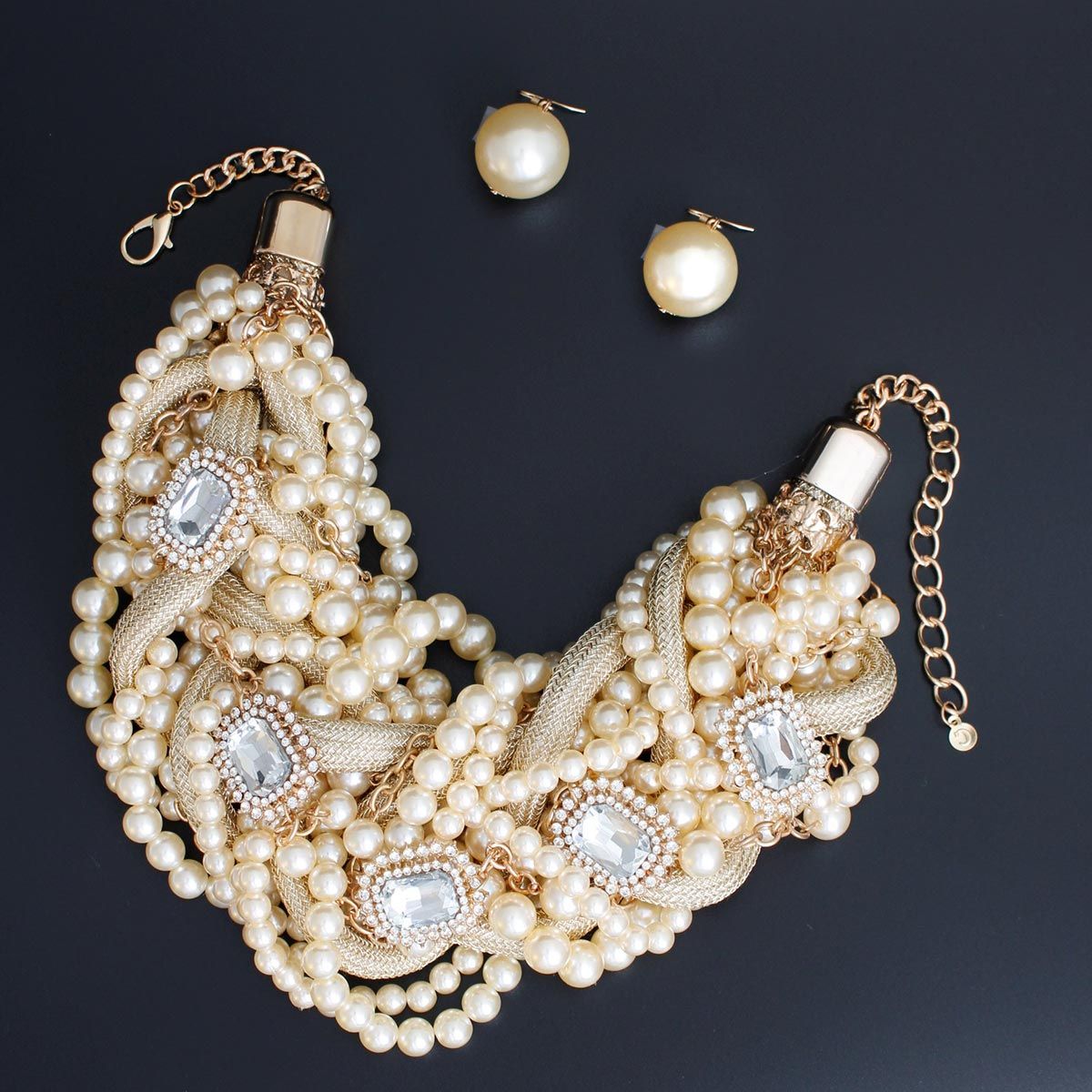 Braided Elegance Gold Pearl Ensemble