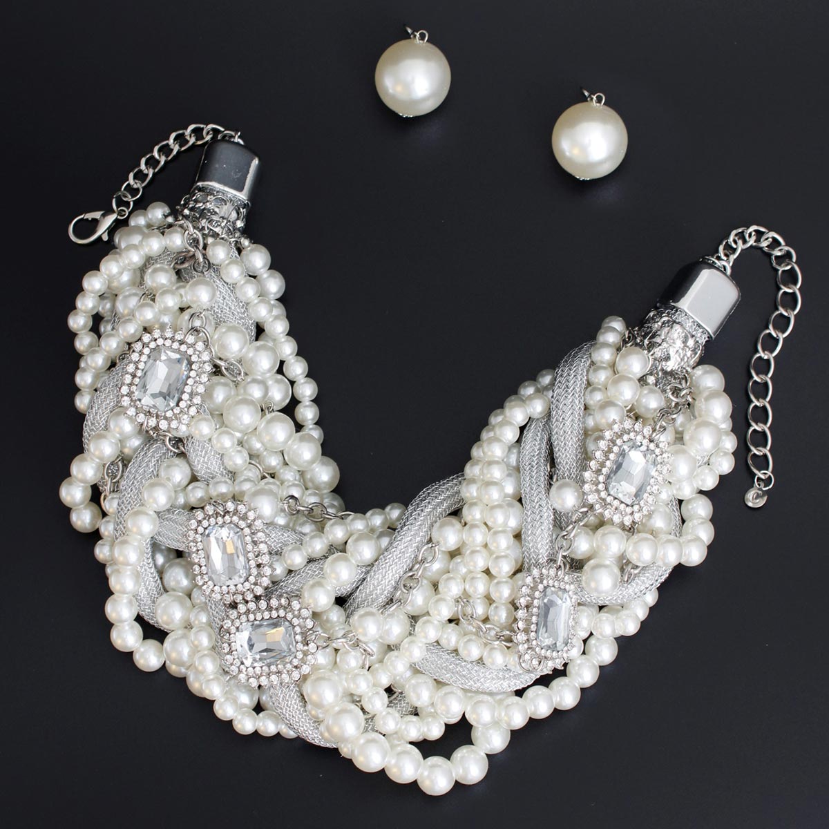 Braided Elegance Silver Pearl Ensemble