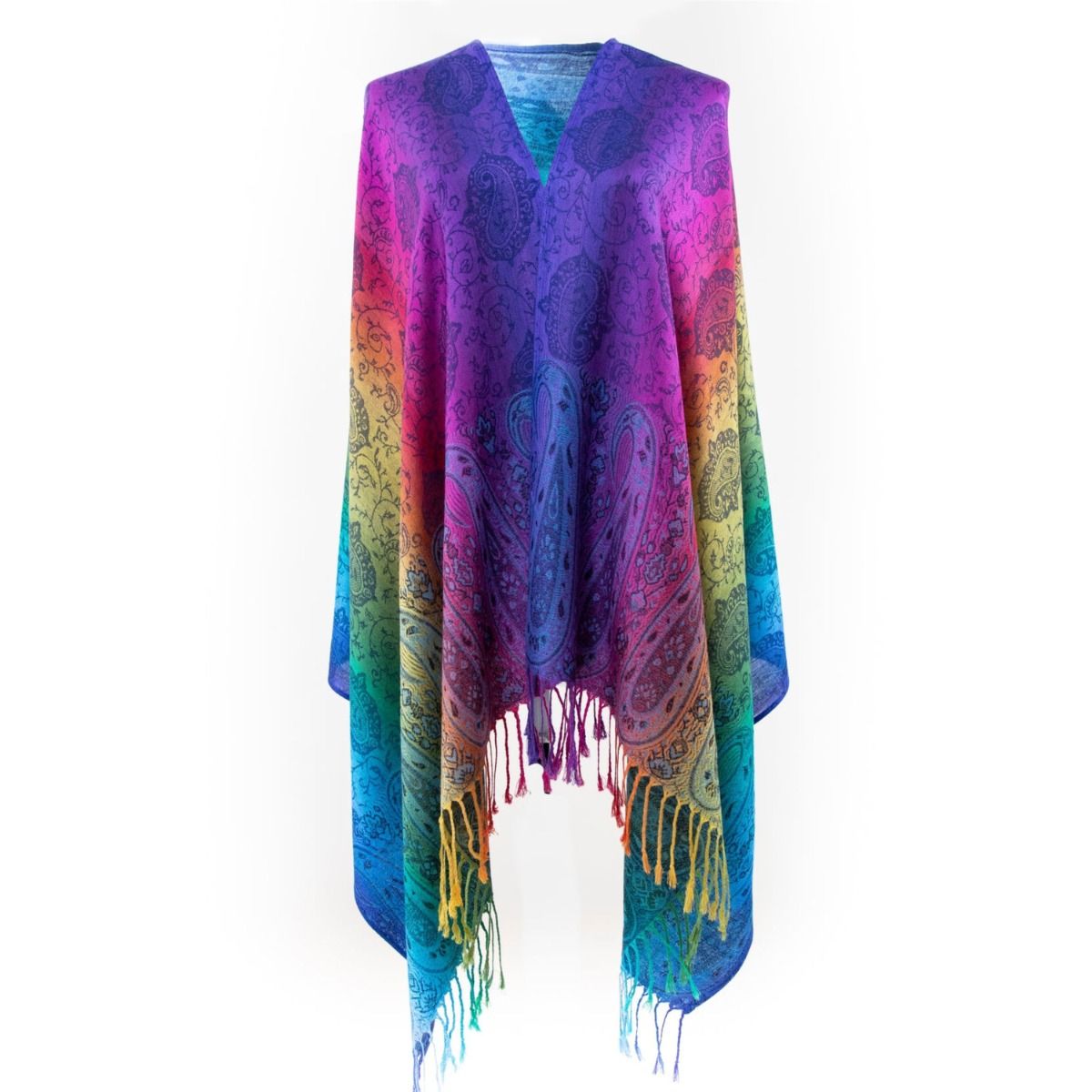 Pashmina Rainbow Blue Paisley Scarf for Women