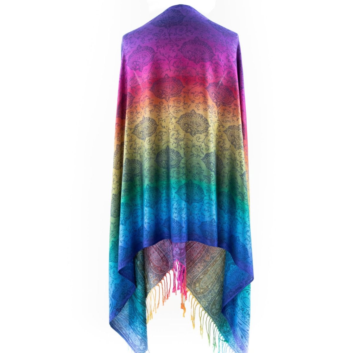 Pashmina Rainbow Blue Paisley Scarf for Women