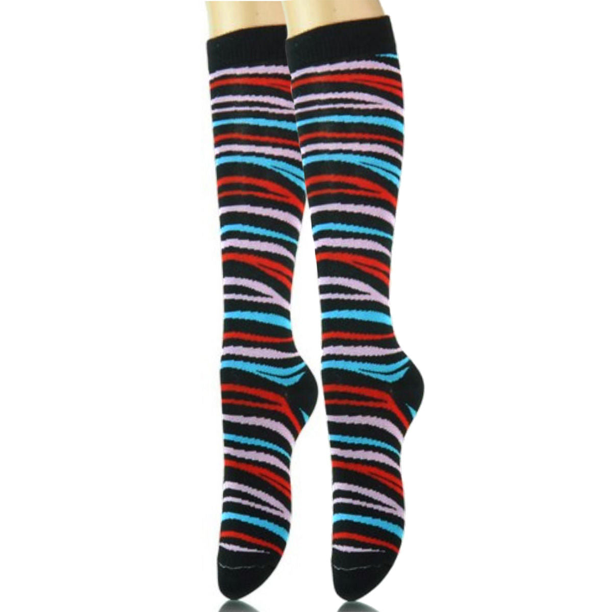 Black Tiger Stripe Knew High Socks