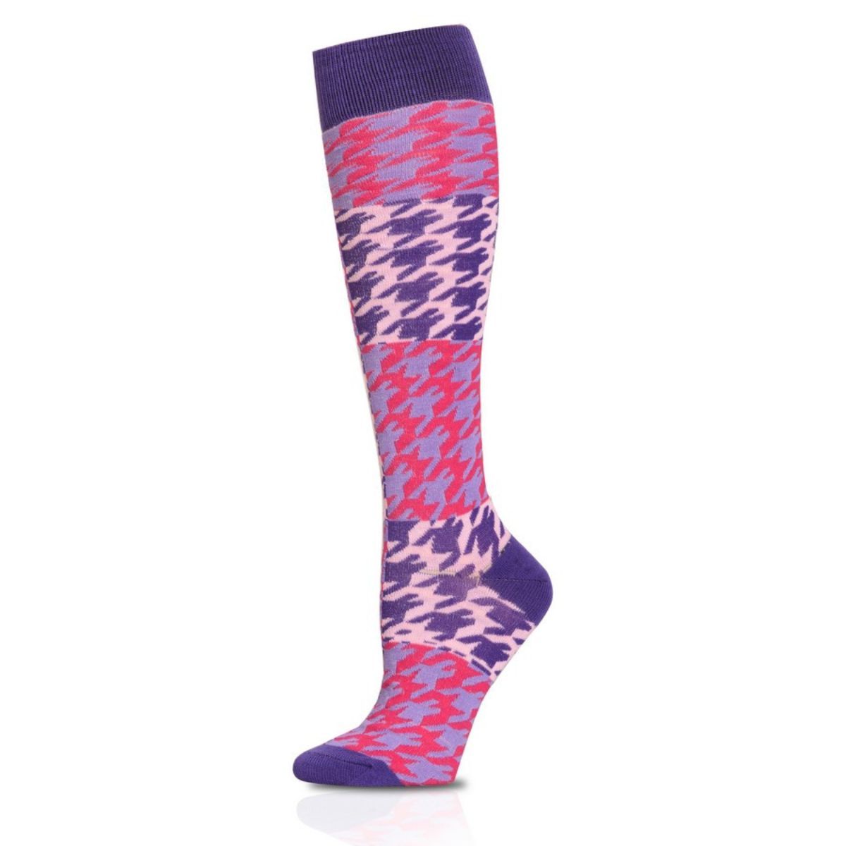 Socks Knee High Purple Checkered for Women