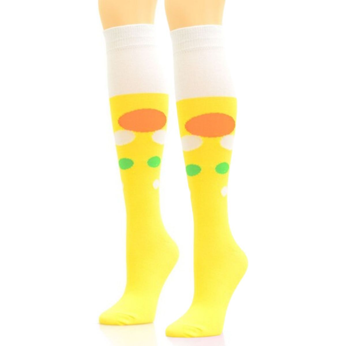 Socks Knee High Yellow Retro Bubble for Women